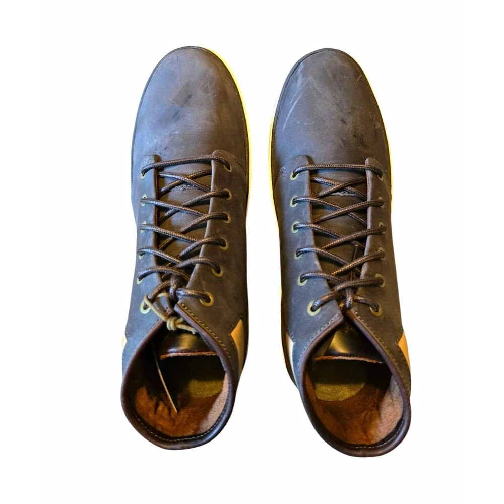 OluKai Kekaha Leather Lace-Up Pavement/ Off White Mens US 13